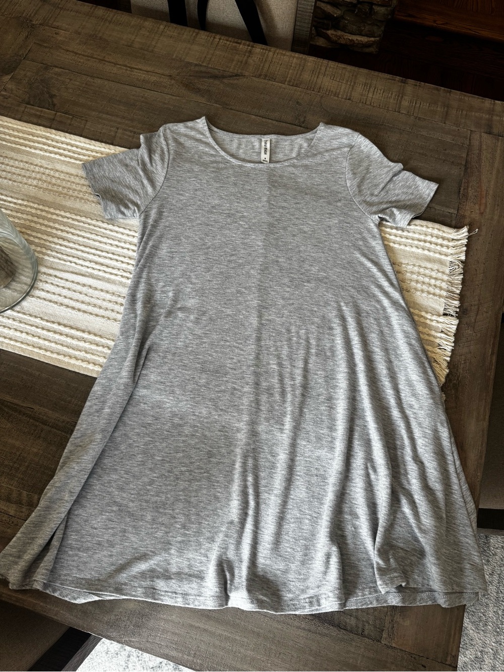 Zenana Outfitters Light Gray Scoop Neck Tee tshirt Dress